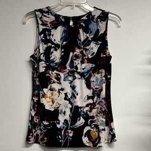 Ivanka Trump Black and White Floral Sleeveless Top
